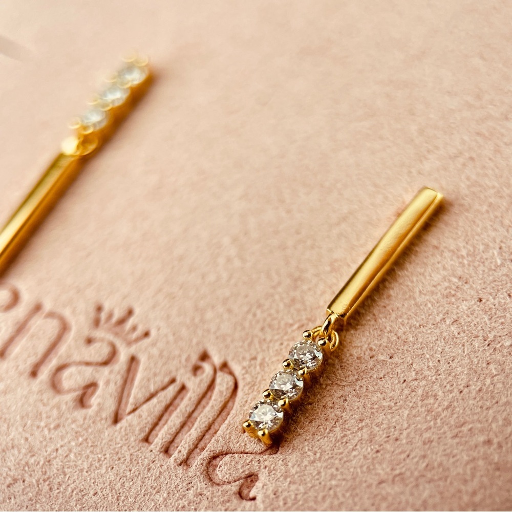 14K Plated S925 Moissanite Earrings - Picture 3 of 8